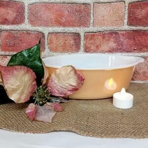 Anchor Hocking Fire King Oval Casserole Dish Milk Glass Peach Luster 1-1/2 Qt